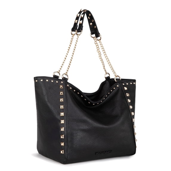 Montana West Large Tote Bag for Women Oversized Shoulder Purses with Chain Handbags, Black