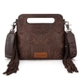 thumbnail image 1 of Wrangler Top Handle Bag for Women Embroidered Fringe Western Crossbody Purse, Coffee, 1 of 7