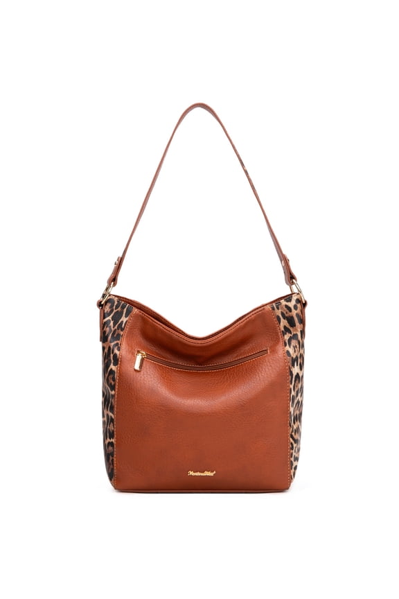 Hobo Bags for Women Vegan Leather Shoulder Purses and Handbags, Leopard-Brown