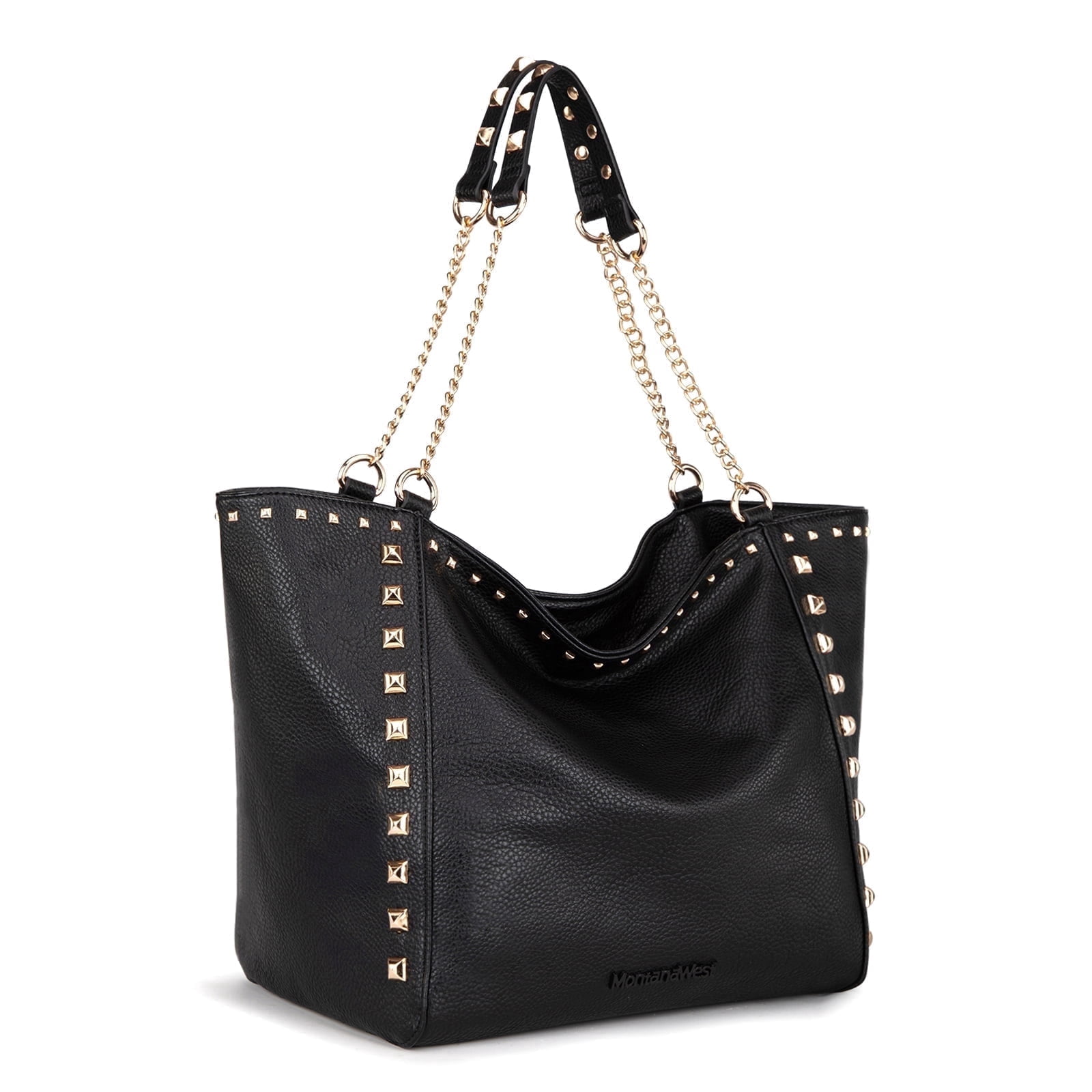Montana West Large Tote Bag for Women Oversized Shoulder Purses with Chain Handbags, Black