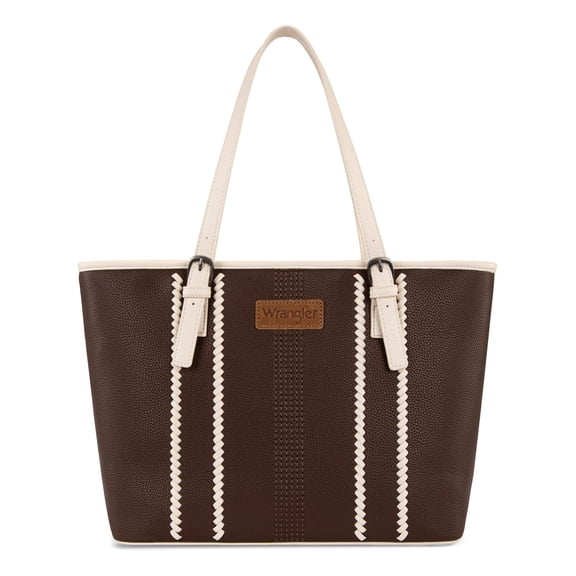 Wrangler Woven Tote Bag for Women Top Handle Satchel Handbag. Coffee-Beige