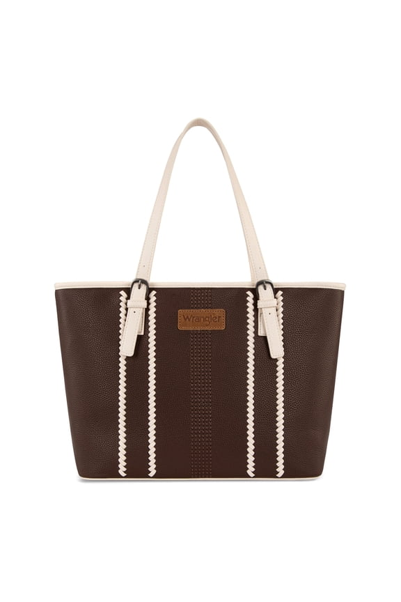 Wrangler Woven Tote Bag for Women Top Handle Satchel Handbag. Coffee-Beige
