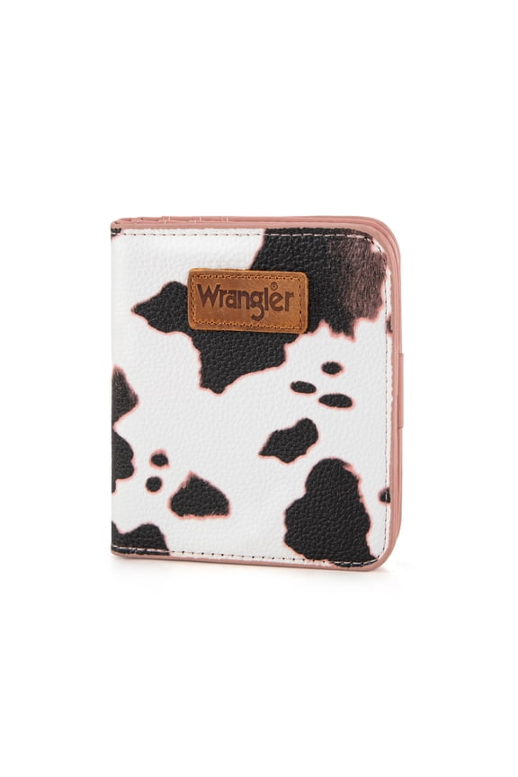 Wrangler Small Wallet Women Slim Thin Wallets Card Cases Money Organizer Minimalist Pocket Wallet with RFID Lining, Cow Pink