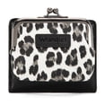 thumbnail image 1 of Montana West Wrangler Women's RFID-Blocking Leopard Print Wallet - Compact Bifold Credit Card Holder with Kiss Clasp, Black, 1 of 7