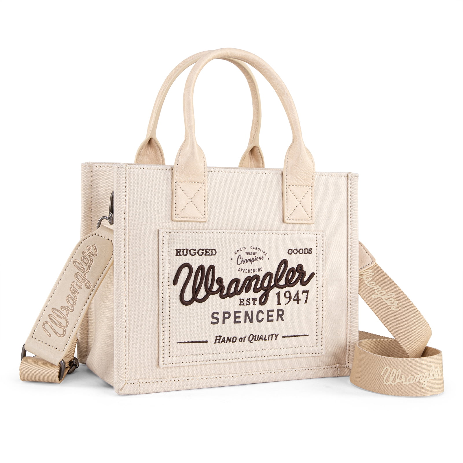 Wrangler Tote Bag for Women Retro Canvas Top Handle Purses and Handbags, Beuge-Coffee