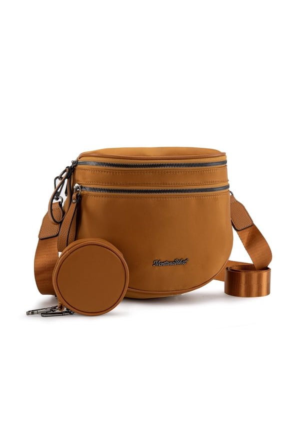 Large Crossbody Bags for Women Bum Bag Sling Purse with Adjustable Strap, Light Brown