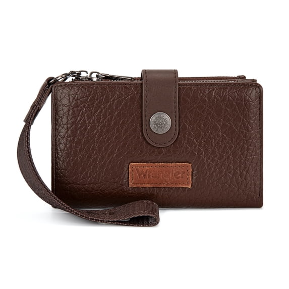 Wrangler Womens Wallet Small Rfid Blocking Wristlet Wallets Cute Bifold Ladies Wallet with Zipper Pocket, Coffee