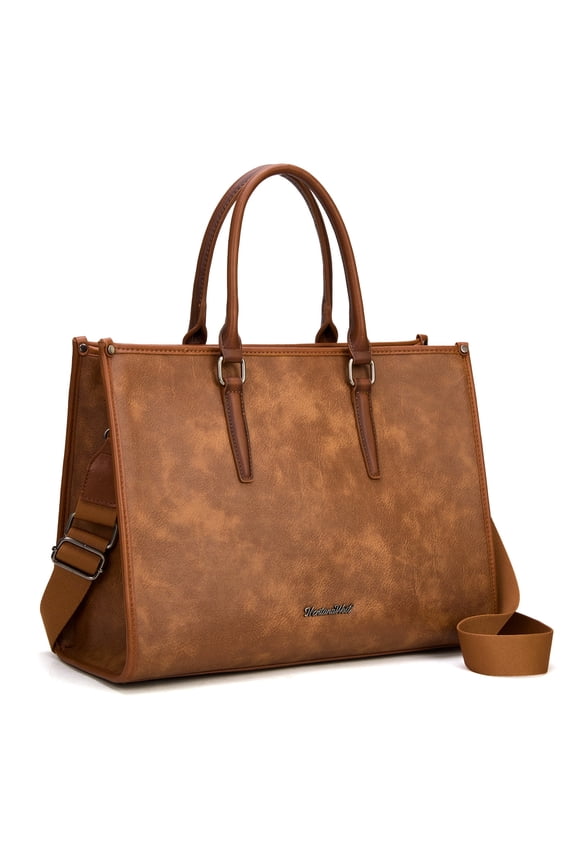 Laptop Tote Bag for Women 15.6 Inch Computer Bags Business Office Work Briefcase With Adjustable Shoulder Strap, Brown