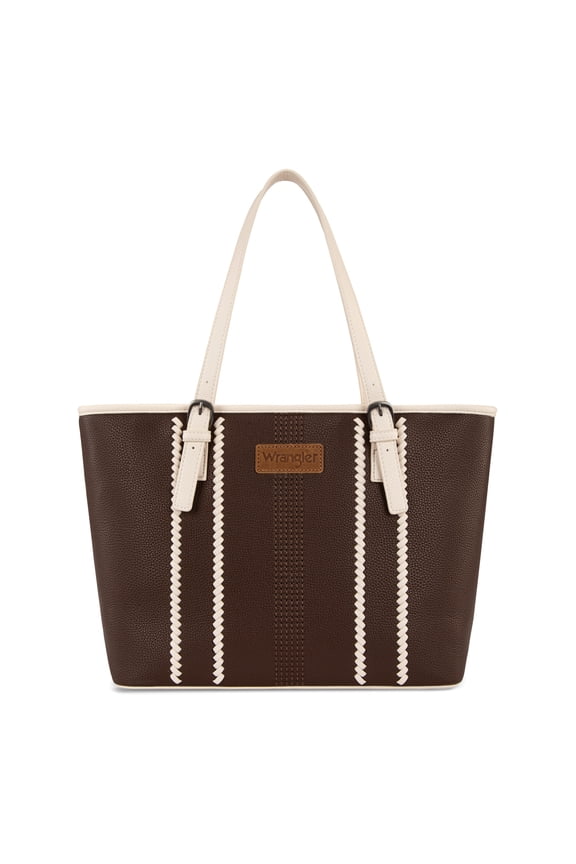 Wrangler Woven Tote Bag for Women Top Handle Satchel Handbag. Coffee-Beige