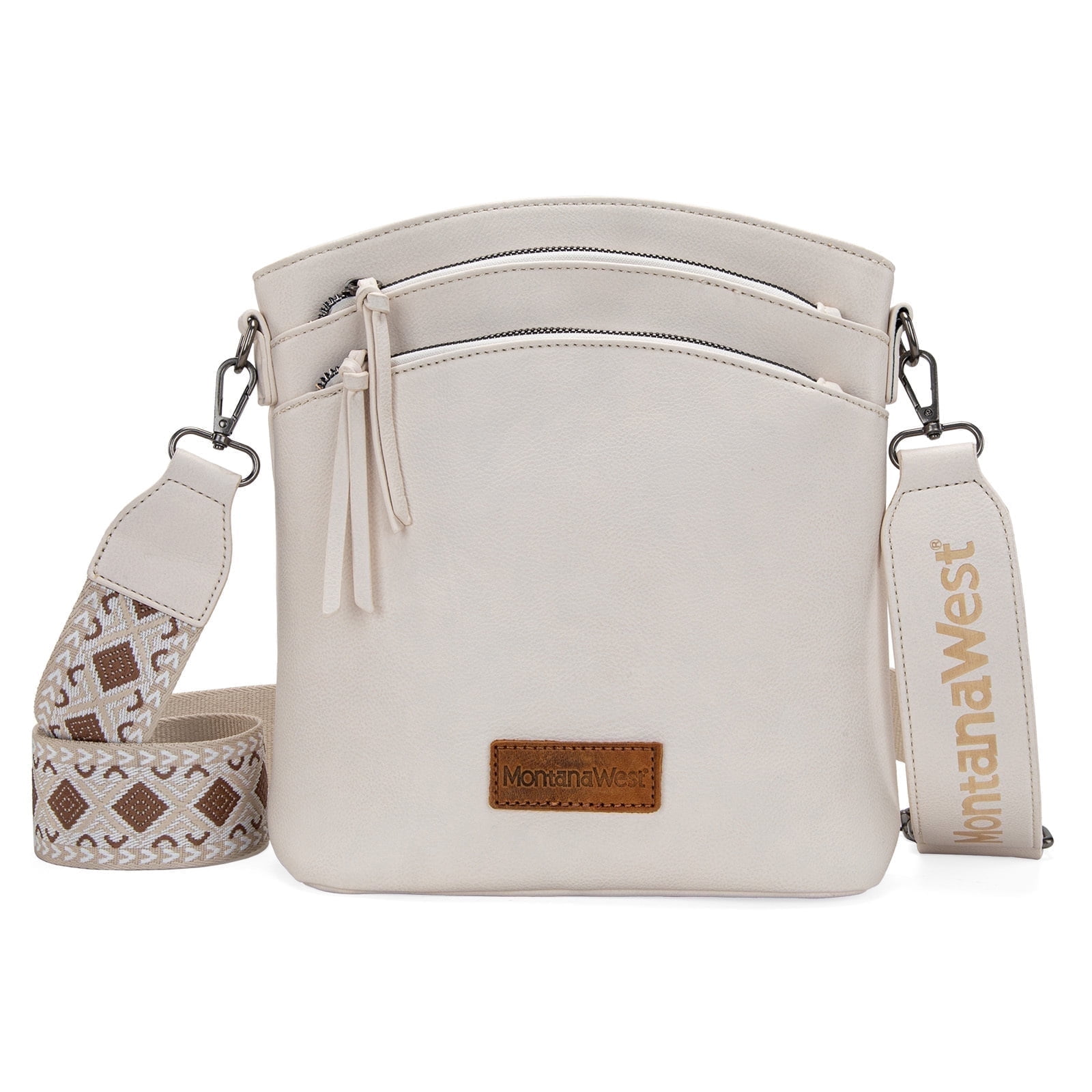 Montana West Crossbody Purses and Handbags for Women Double Compartments Cross Body Bag with Adjustable Strap, Beige