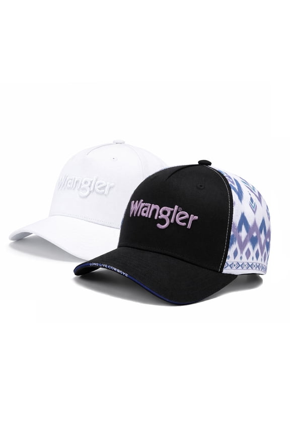 Wrangler Hat Set Unisex 2-Piece Trucker Hat for Men and Women Breathable Mesh Baseball Cap Structured 10-Panel Adjustable Snapback Outdoor Casual Fashion, B-Black-Off White