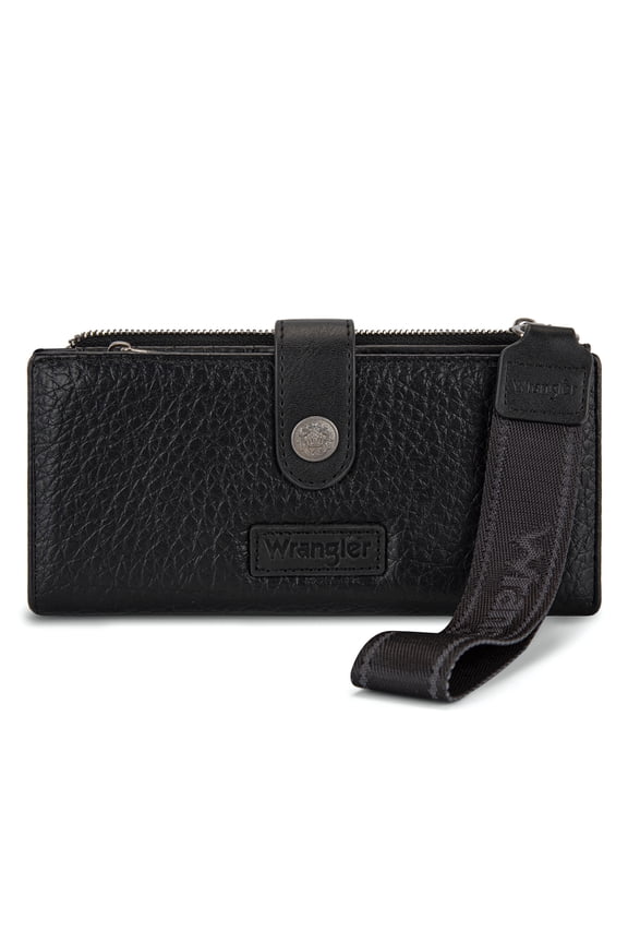 Wrangler Womens Wallet Small Rfid Blocking Wristlet Wallets Cute Bifold Ladies Wallet with Zipper Pocket, Black