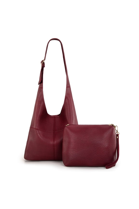 Hobo Bags Purse for Women Ultra Soft Foldable Shoulder Slouchy Handbags with Cosmetic bag, Burgundy
