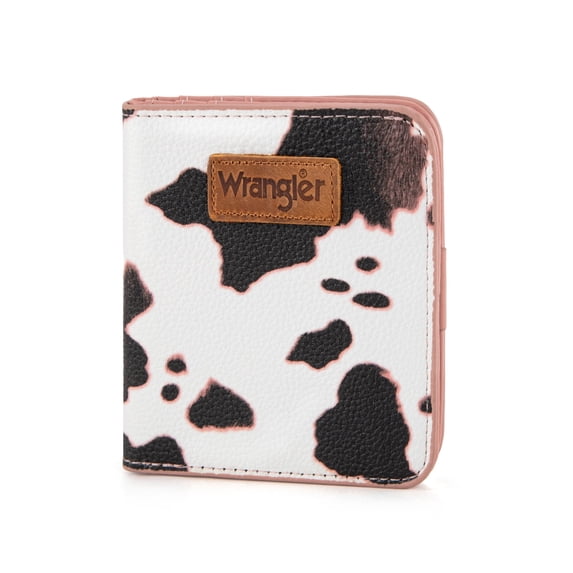 Wrangler Small Wallet Women Slim Thin Wallets Card Cases Money Organizer Minimalist Pocket Wallet with RFID Lining, Cow Pink