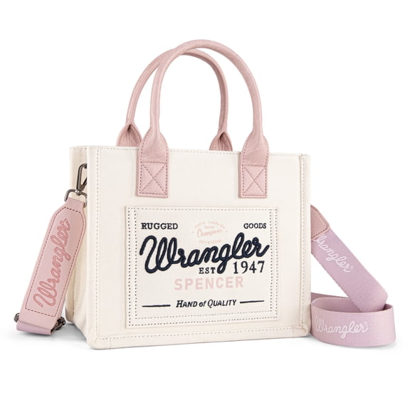 Wrangler Tote Bag for Women Retro Canvas Top Handle Purses and Handbags, Light Pink