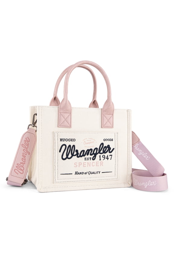 Wrangler Tote Bag for Women Retro Canvas Top Handle Purses and Handbags, Light Pink