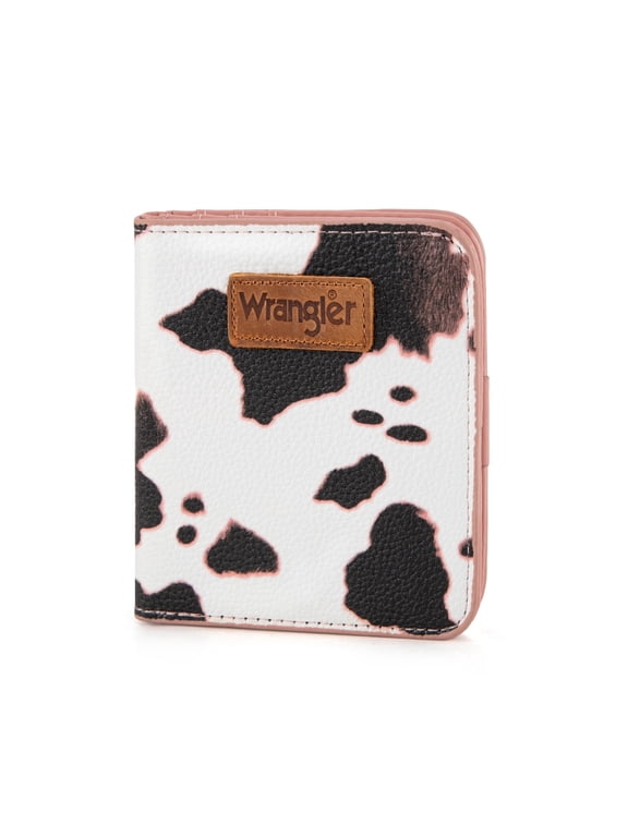 Wrangler Small Wallet Women Slim Thin Wallets Card Cases Money Organizer Minimalist Pocket Wallet with RFID Lining, Cow-Pink