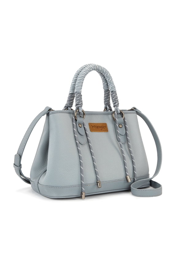 Wrangler Tote Bags for Women Medium Satchel Purse with Designer Braided Rope Top Handle, Jean