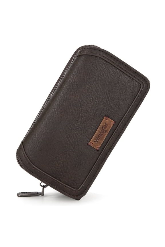 Wrangler Wallet Purse for Women Minimalist Wristlet Wallet with RFID Blocking Credit Card Holder, Coffee