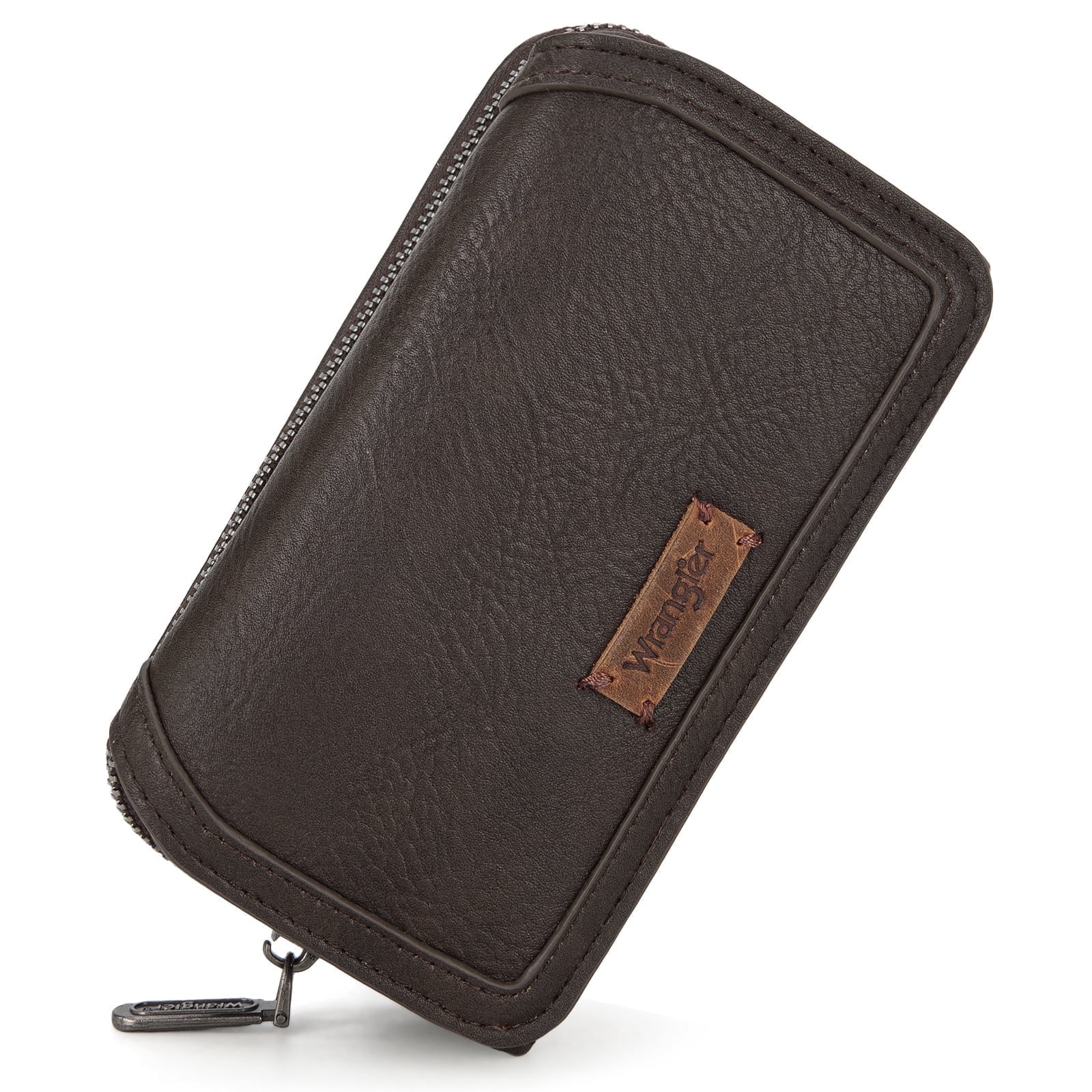 Wrangler Wallet Purse for Women Minimalist Wristlet Wallet with RFID Blocking Credit Card Holder, Coffee