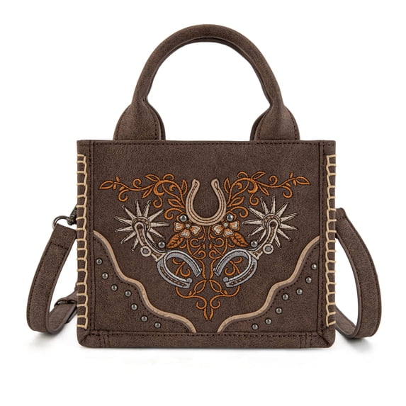 Montana West Mini Tote Bag for Women Western Handbag Embroidered Crossbody Bag Fashion Stylish Western Purses, Coffee