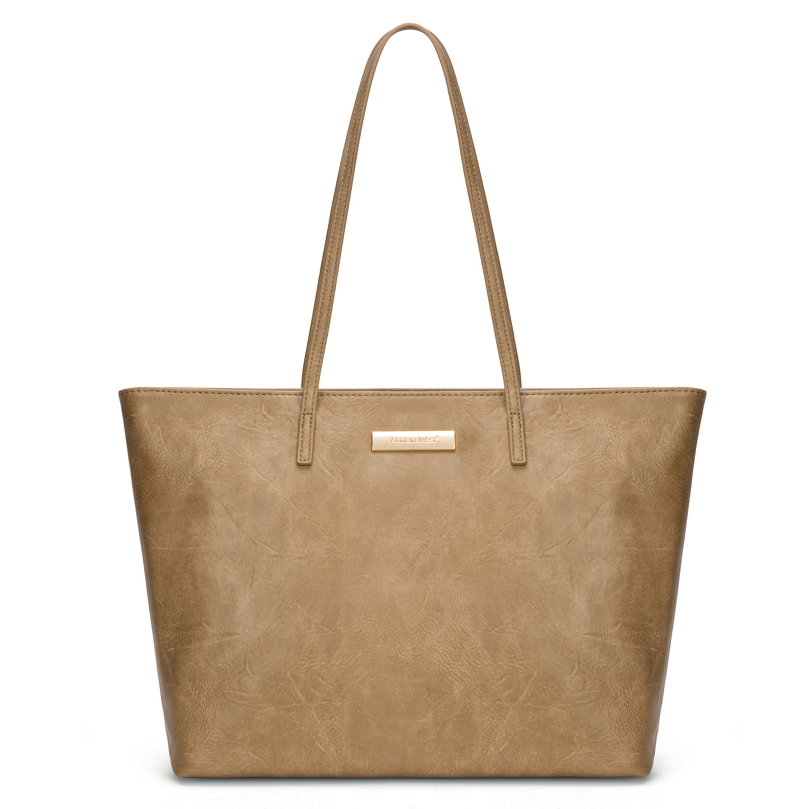 Montana West Tote Bags for Women Purses and Ladies Handbags Medium Size Shoulder Bags with Zipper, Khaki