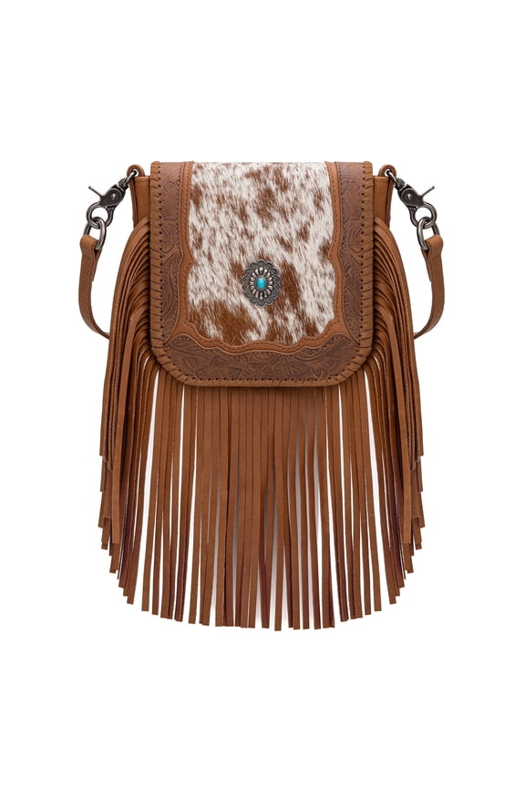 Western Purses for Women Stylish Crossbody Bag with Fashionable Tassel Fringe Design, Brown-C