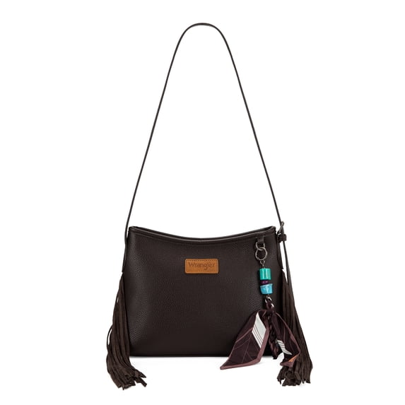 Wrangler Women Shoulder Crossbody Bag, Medium Western Fringe Hobo Purse, Coffee