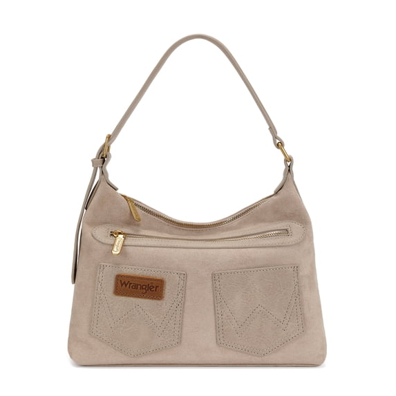 Wrangler Slouchy Shoulder Bag Faux Suede Hobo Bags Small Purses for Women , Tan