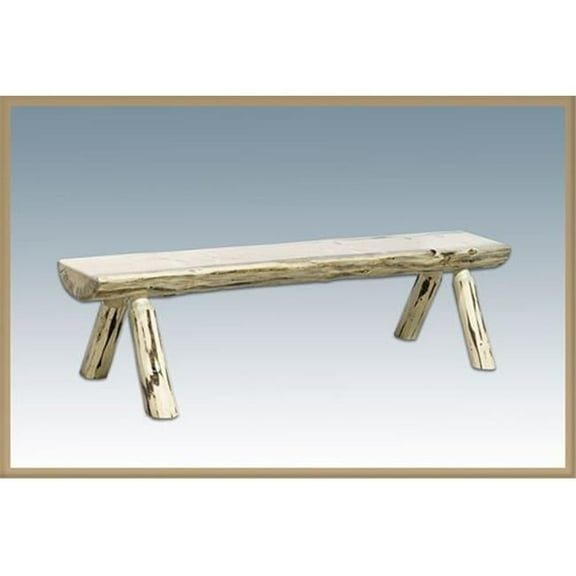Montana Woodworks 5 ft. Montana Half Log Bench with Back & Arms - Clear Lacquer