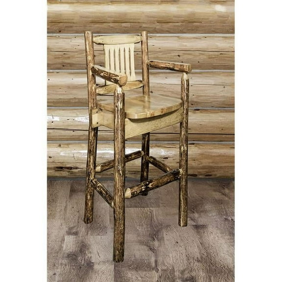 Montana Woodworks Glacier Country Collection Counter Height Captains Barstool - Buckskin Upholstery