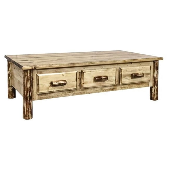 Montana Woodworks Glacier Country Collection Large Coffee Table with 6 Drawers, Ready to Finish