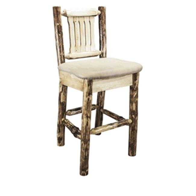 Montana Woodworks  Glacier Country Collection Upholstered Seat Bar Stool- Buckskin Pattern