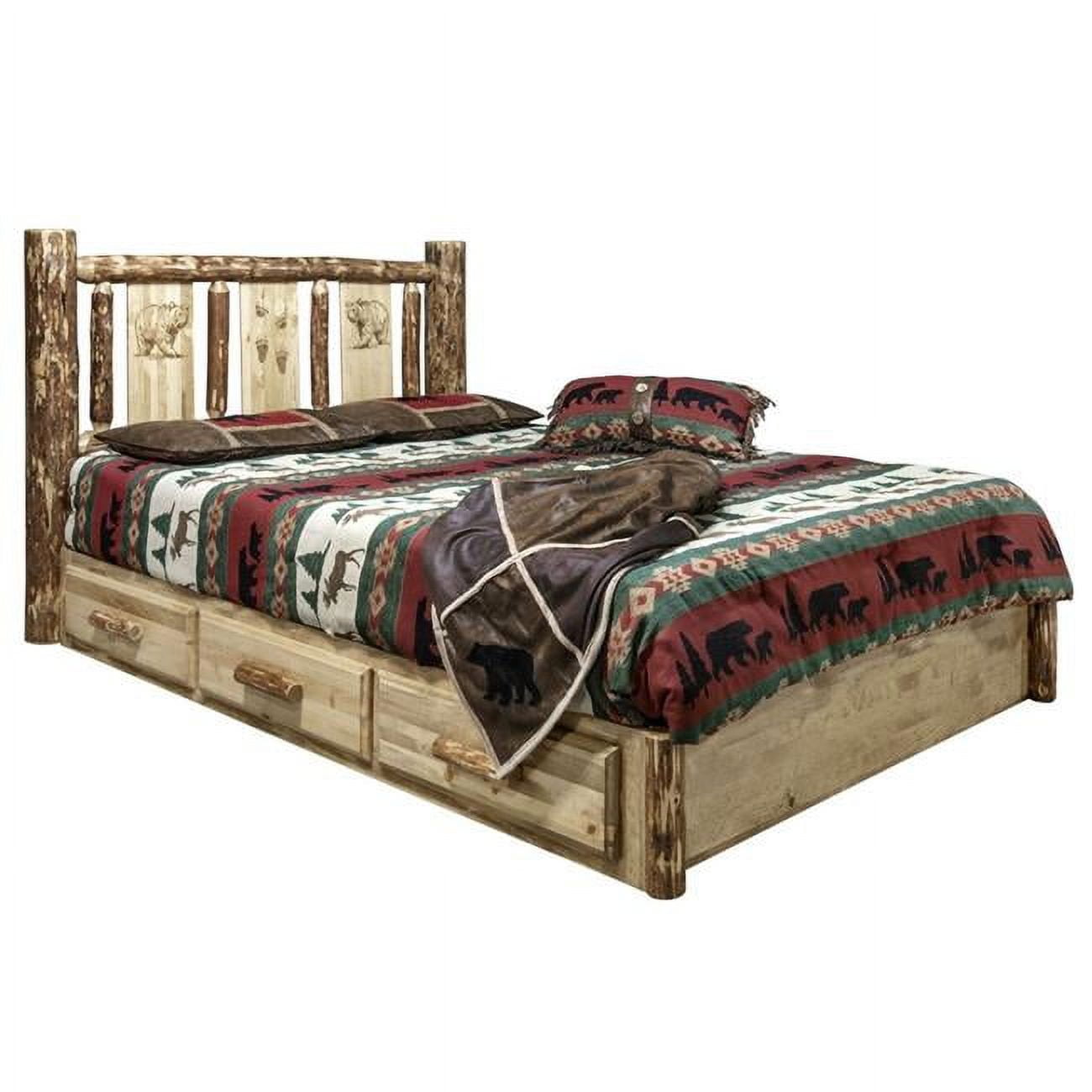 Montana Woodworks Glacier Country Platform Bed with Storage & Laser