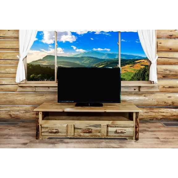 Montana Woodworks Glacier Country Wood Entertainment Center in Brown