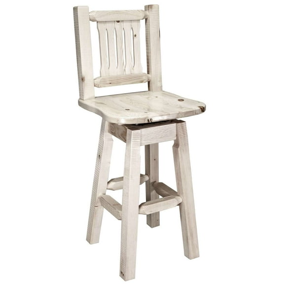 Homestead Collection Counter Height Barstool w/ Back & Swivel, Clear Lacquer Finish