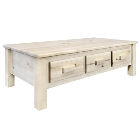Montana Woodworks Homestead Collection Large Coffee Table with 6 Drawers, Clear Lacquer Finish