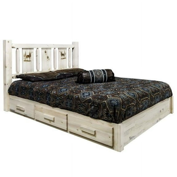 Montana Woodworks Homestead Solid Pine California King Platform Bed in Natural