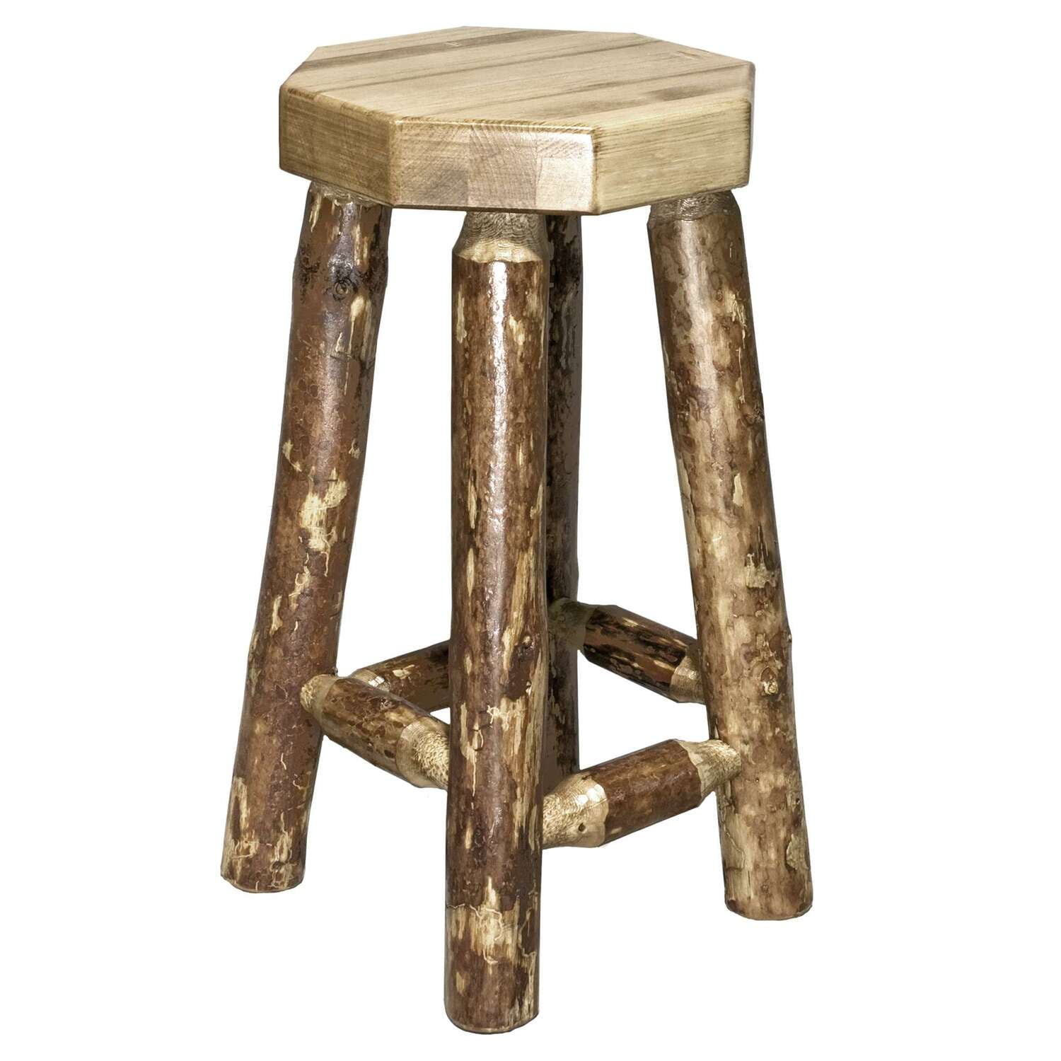 Rustic Glacier Country 30" Brown Wood Backless Barstool