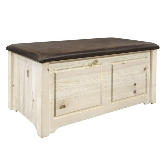 Montana Woodworks, Inc. Homestead Collection Small Blanket Chest, Saddle Upholstery, Clear Lacquer Finish