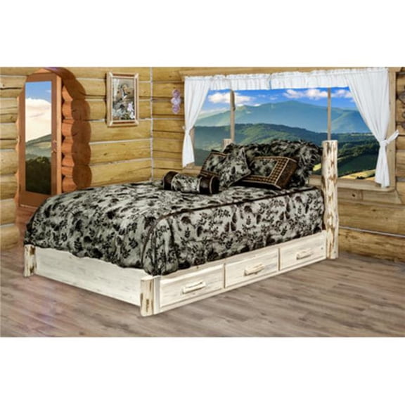 Montana Woodworks MWSBPFV Montana Collection Full Platform Bed with Storage, Clear Lacquer Finish