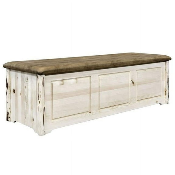 Montana Woodworks Montana Blanket Chest, Buckskin Upholstery, Clear Lacquer