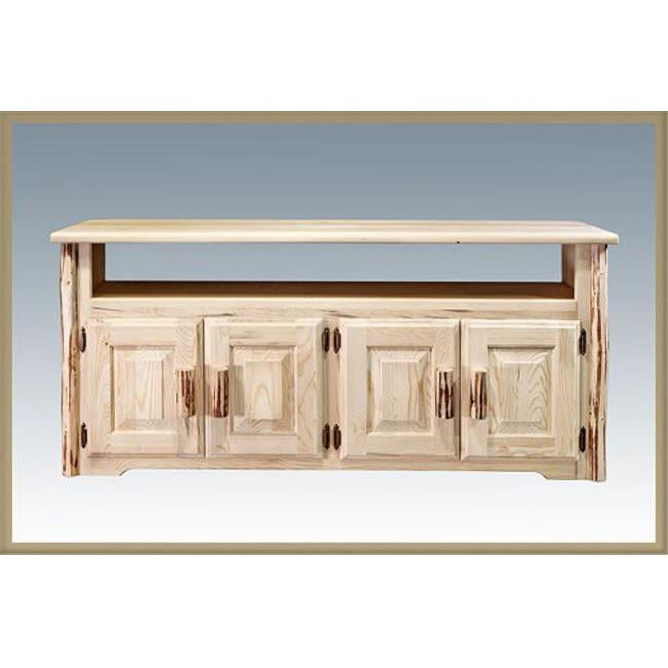 Montana Lodge Beige Solid Wood TV Stand with Cabinet - 59" W