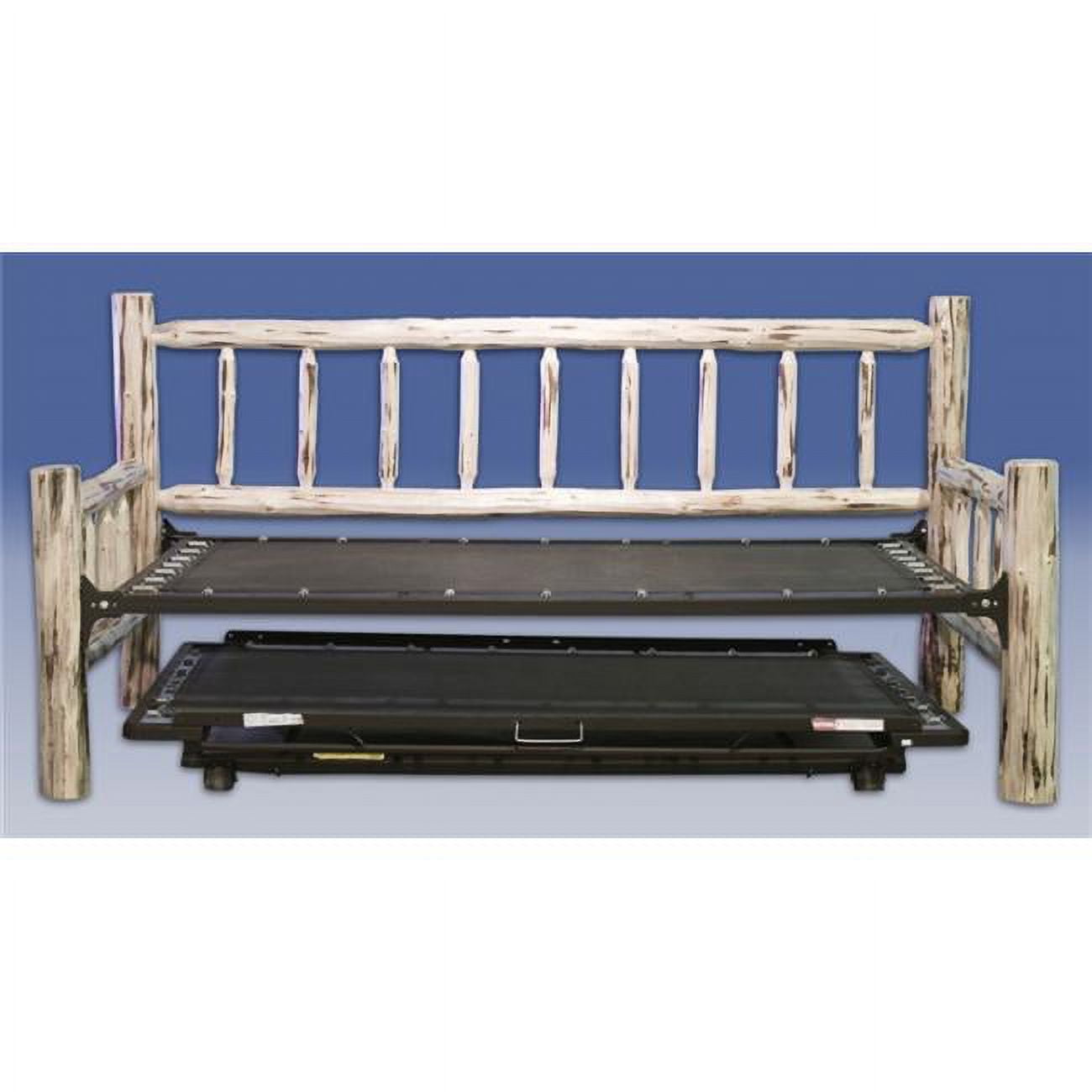 Rustic Pine Twin Daybed with Slat Headboard and King Trundle