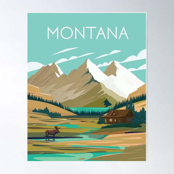 Montana travel poster nature Poster, 8x12 UNFRAMED