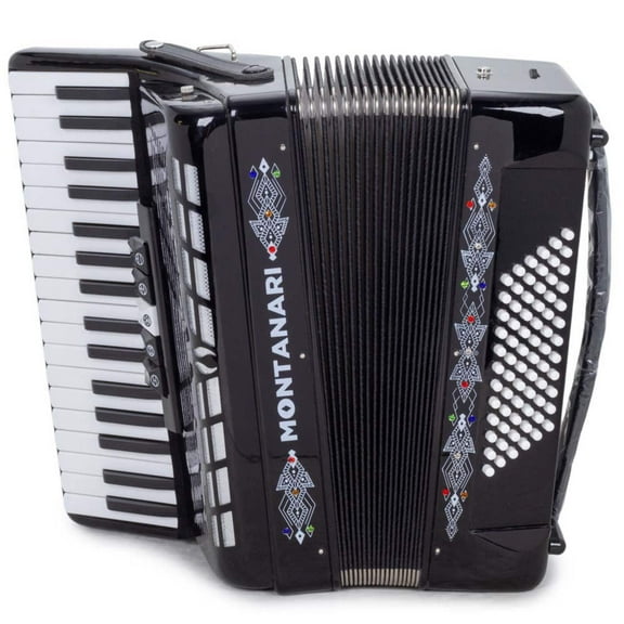 Montanari Piano Accordion 72 Bass 34 Keys 5 Switches, Black