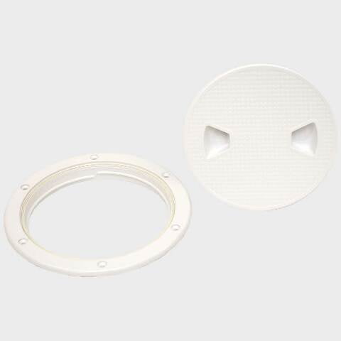 Montara Boat Access Deck Plate | Screw-Out 6 1/2 Inch Gloss White