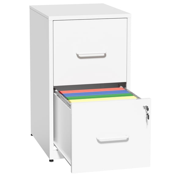 Montary 2 Drawer Locking Vertical Filing Cabinet, Heavy Duty Metal File Cabinet with Anti-Tip Kit, Letter/Legal Files,White