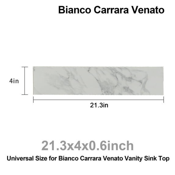 Montary 22" x 4" Bathroom Sink Side Splash, Size for Bathroom Vanity Sink Top, Engineered Marble Stone Side Splash, Bianco carrara wenato color