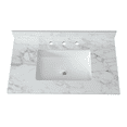 thumbnail image 1 of Montary 37"x22"Bathroom Vanity Top,sintered stone carra white Barthroom Vanity Sink Tops with Rectangular Undermount Ceramic Sink with Vanity Backsplash, Three Faucet Hole Bathroom Vanity Countertop, 1 of 6